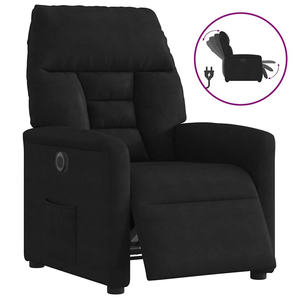 Fauteuil inclinable électrique noir tissu microfibre