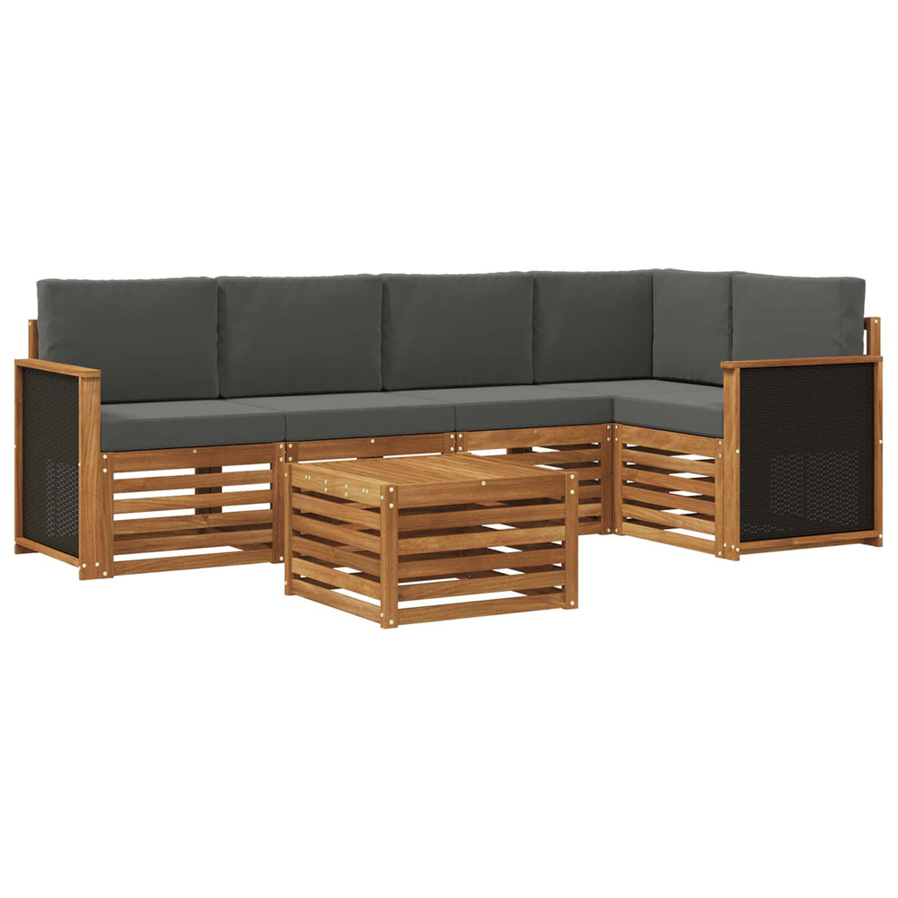 Ensemble de canapé d'angle 5 pcs naturel et anthracite