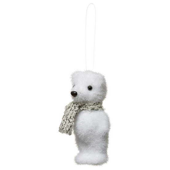Sujet de noël polyfoam ourson blanc écharpe 2 assortiments