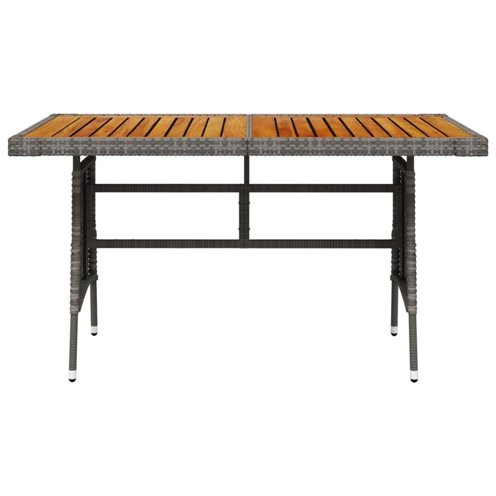 Table de jardin gris 130x70x72 cm résine tressée et acacia