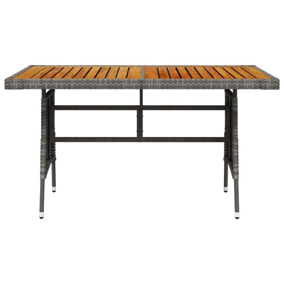 Table de jardin gris 130x70x72 cm résine tressée et acacia