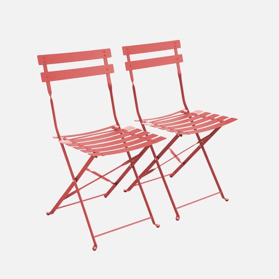 Lot de 2 chaises de jardin pliables - emilia - acier thermolaqué