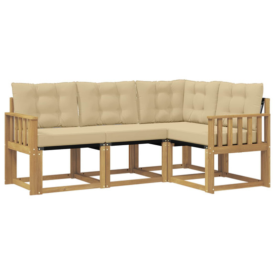 Ensemble de canapés d'extérieur 4 pcs blanc et beige