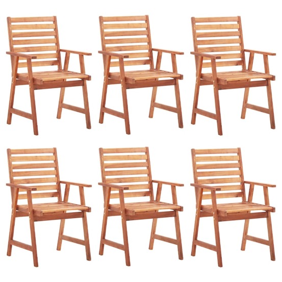 Chaises à manger d'extérieur lot de 6 et coussins acacia massif