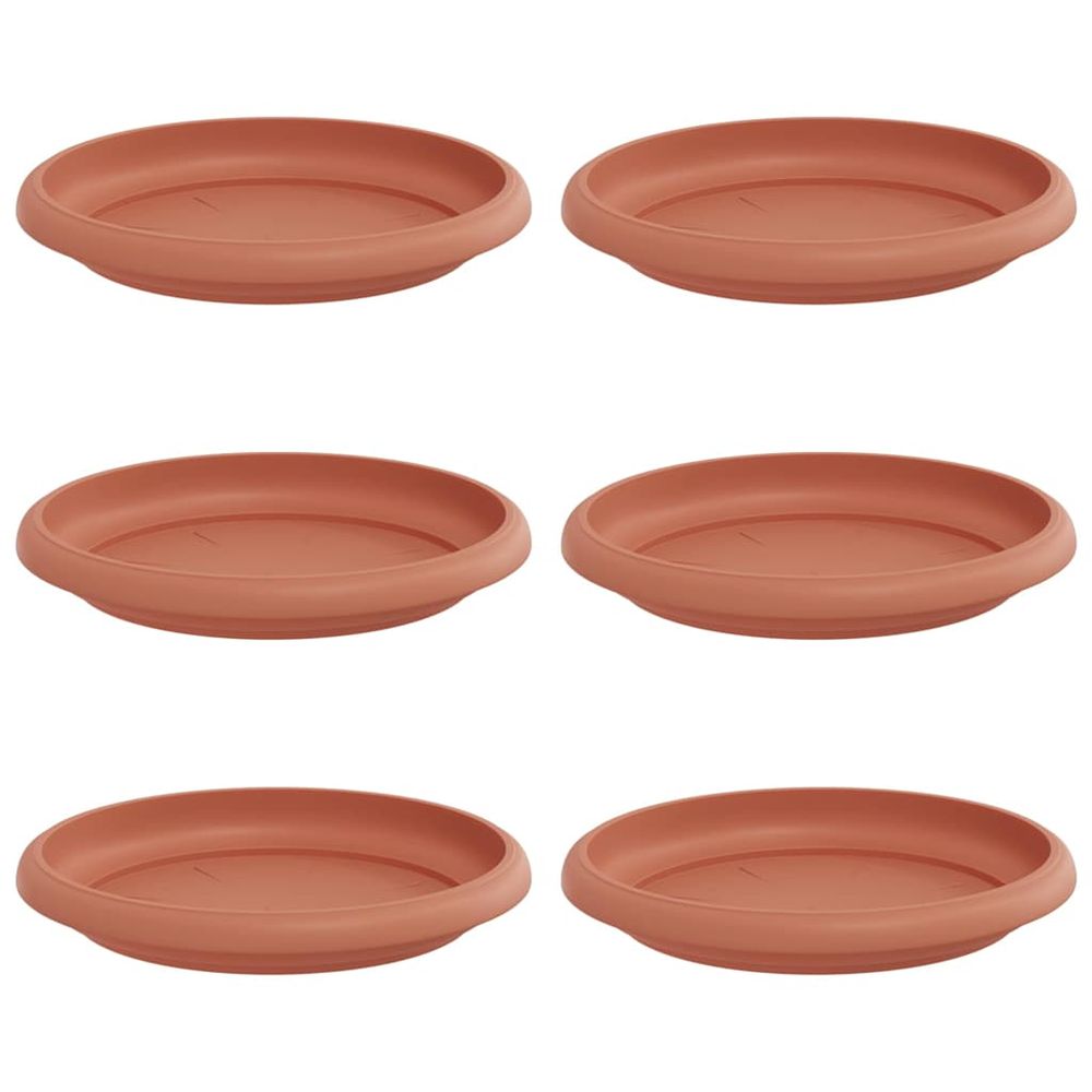 Plateau à fleurs rond 6 pc rouge brique ø 14 x 2 cm plastique