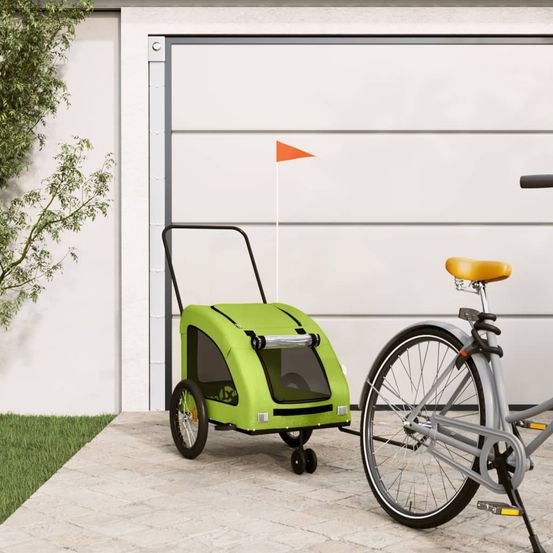 Remorque vélo chien 45kg en acier pour aventures en famille vert