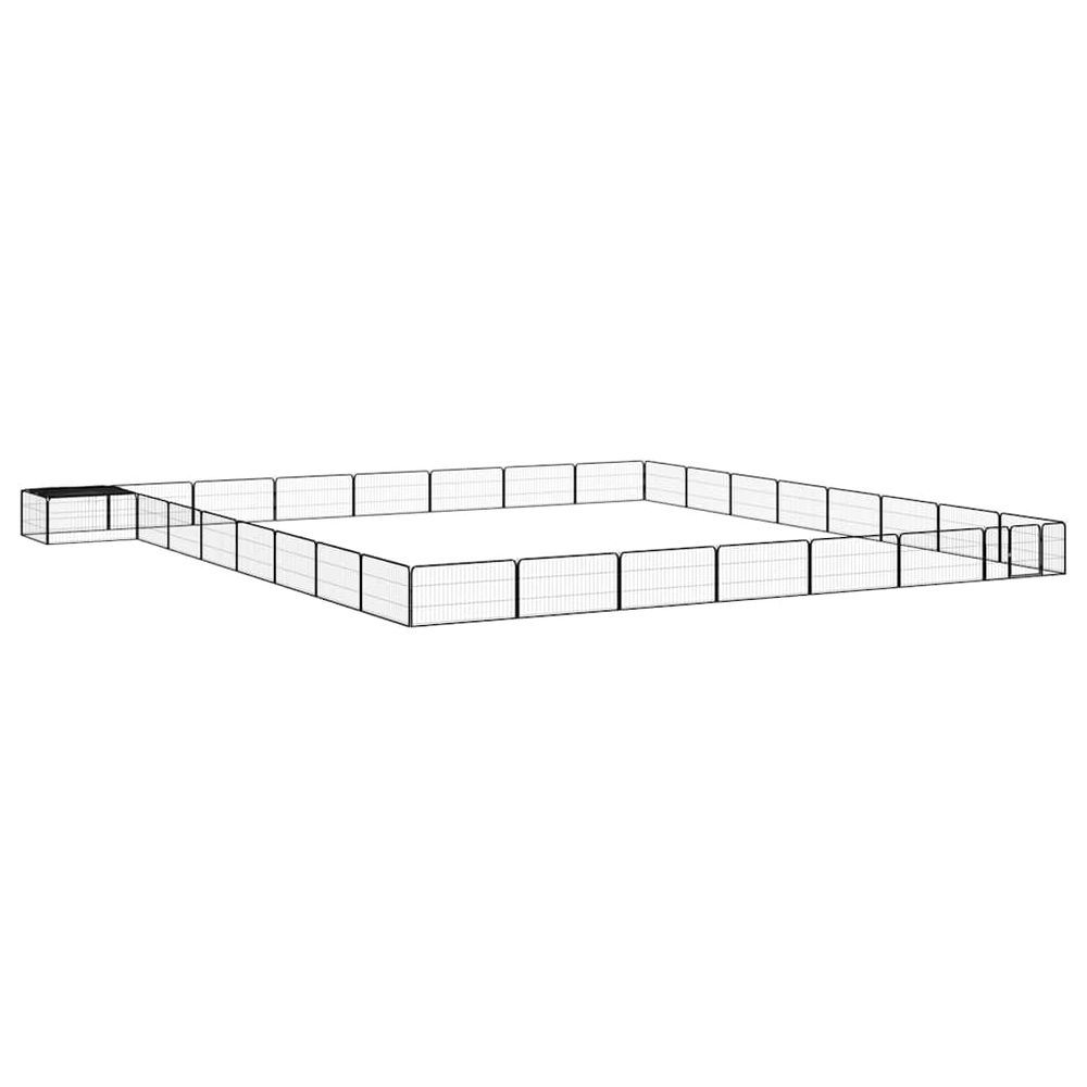 Enclos chien 32 panneaux acier avec toit pour jardin extérieur noir 100x50cm