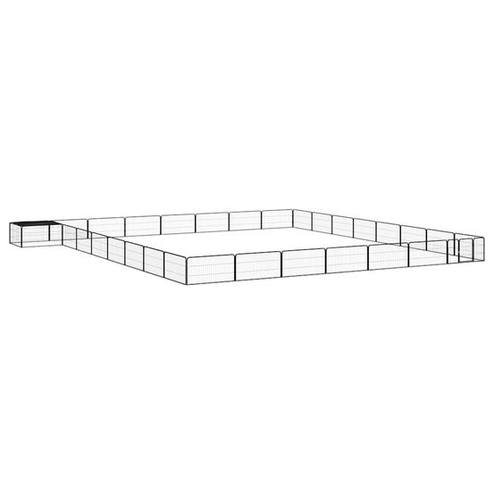Enclos chien 32 panneaux acier avec toit pour jardin extérieur noir 100x50cm
