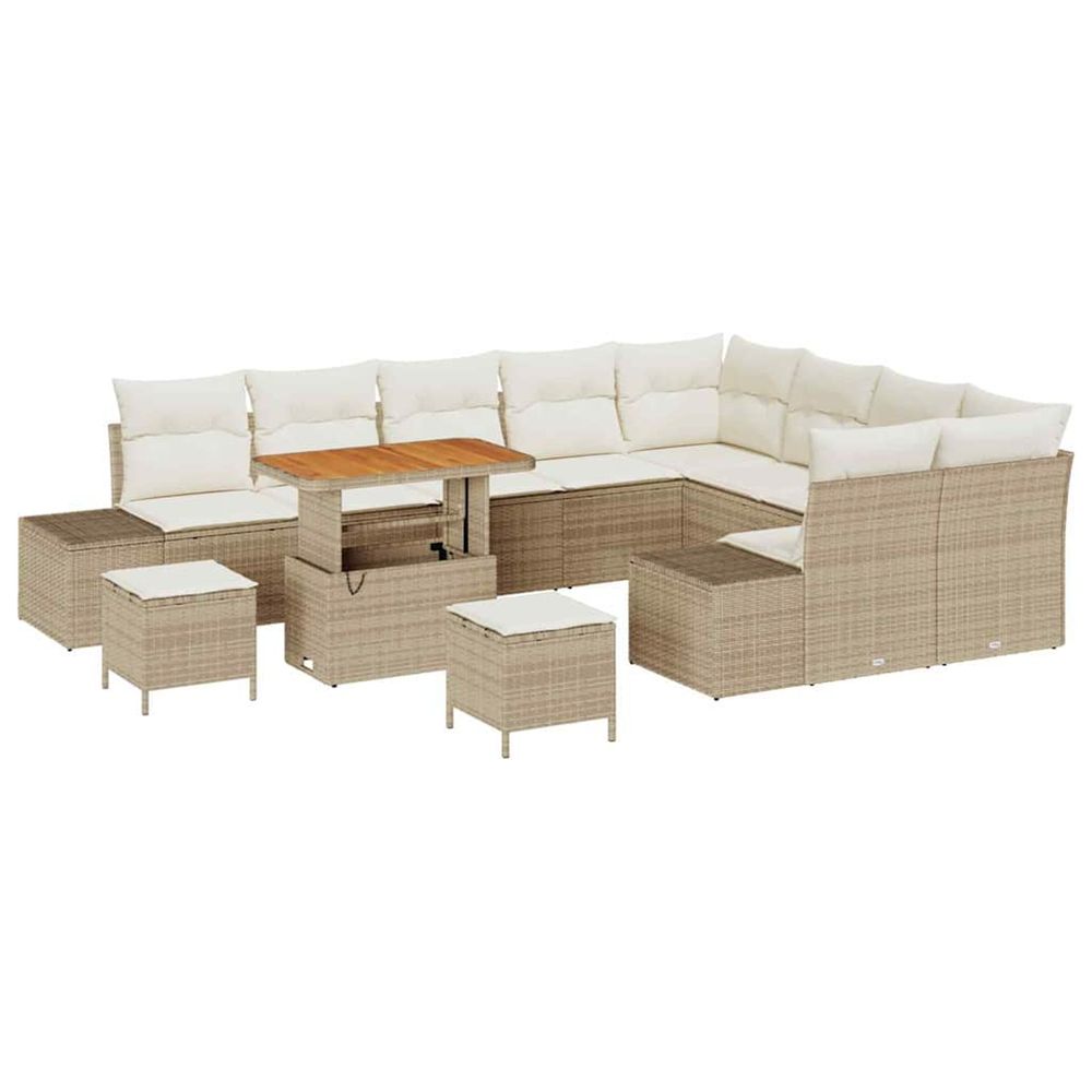 Ensemble de canapé de jardin 12 pc beige polyrotin