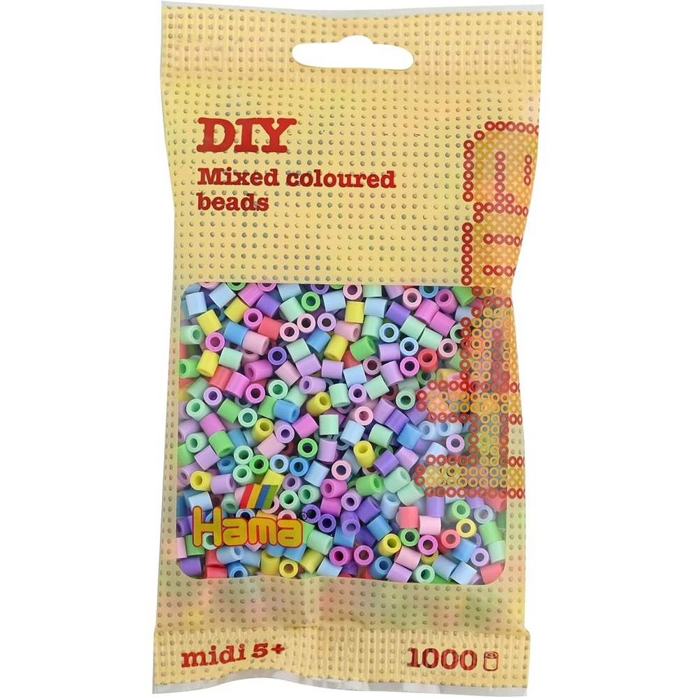 Sachet 1000 perles plastique midi pastel mix