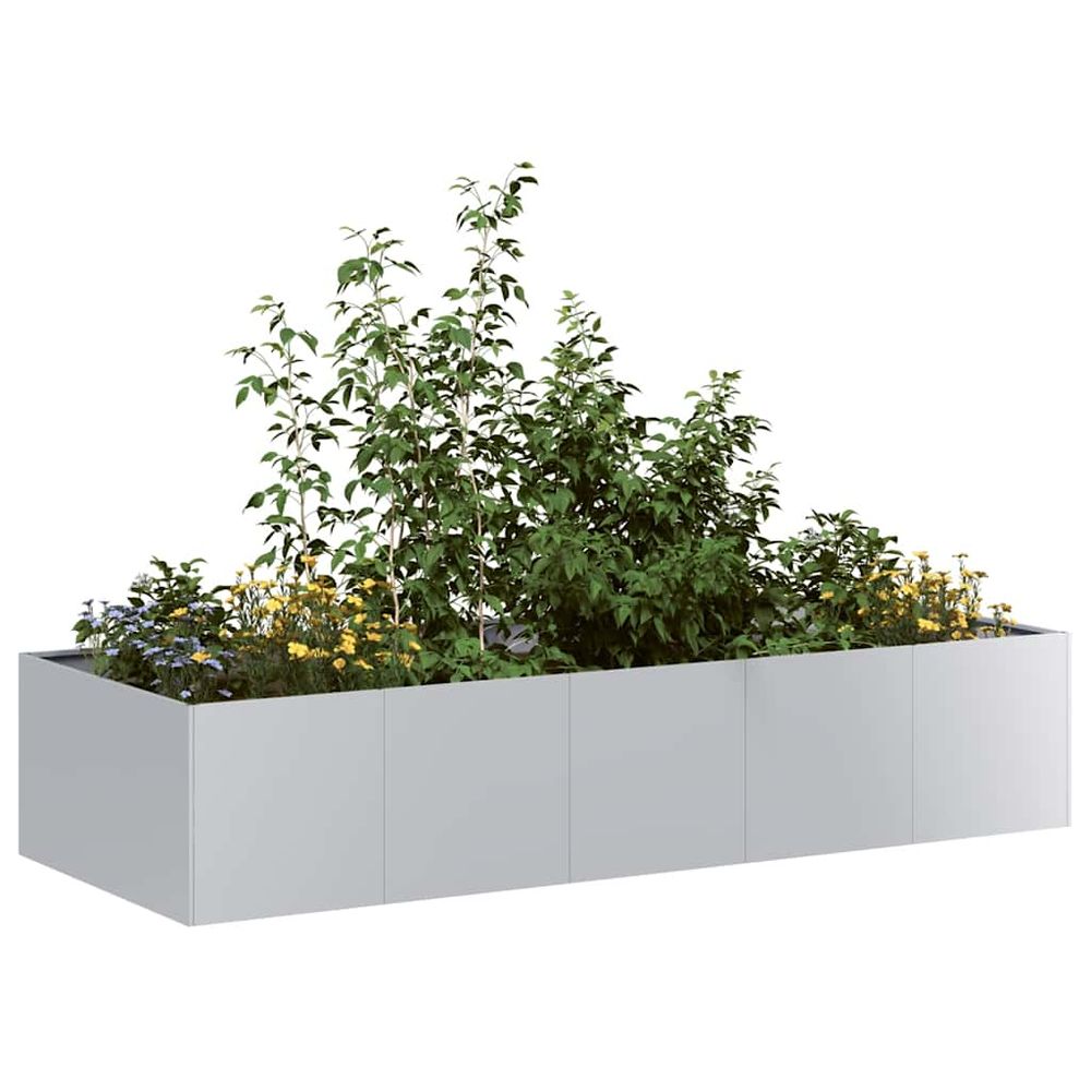 Potager surélevé acier galvanisé anti-corrosion jardin argent 200x80x40 cm
