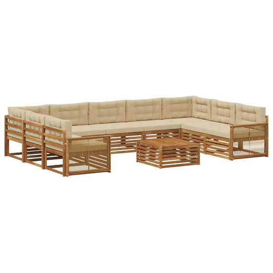 Ensemble de canapés d'extérieur 10 pcs naturel et beige