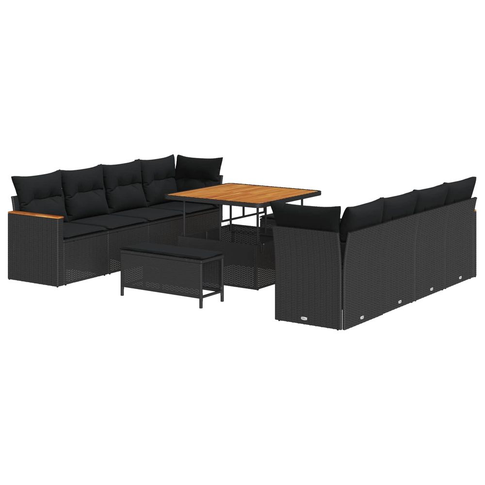 Ensemble de canapé de jardin 11 pc noir polyrotin