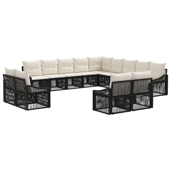 Ensemble de canapé de jardin 13 pc noir polyrotin