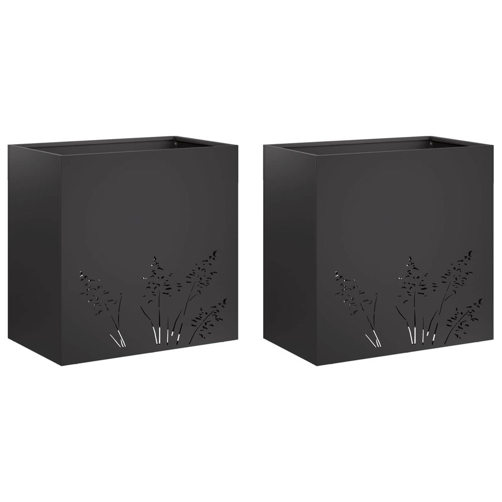 Cache-pot de jardin 2 pc noir 50 x 30 x 49 cm