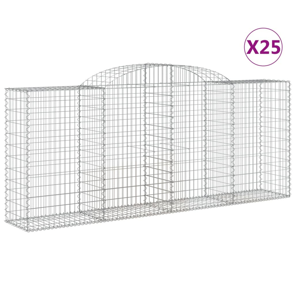 Paniers à gabions arqués 25 pcs 300x50x120/140 cm fer galvanisé
