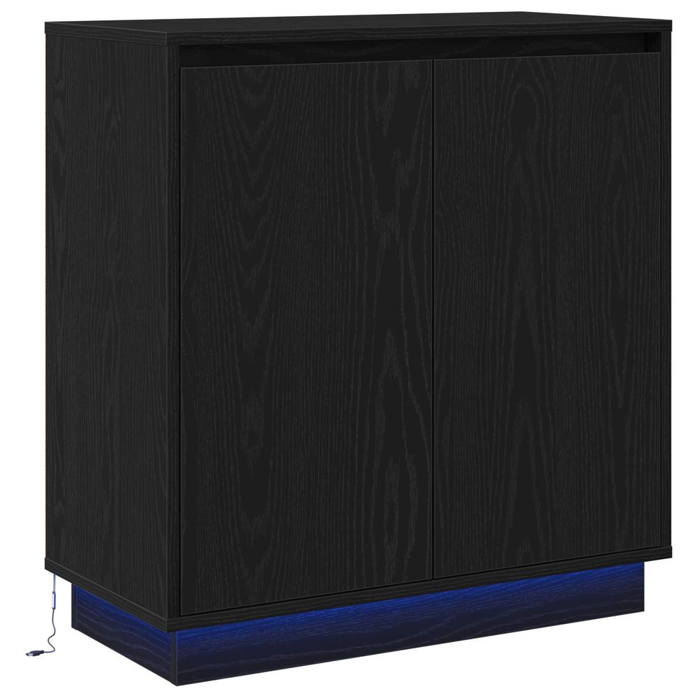 Buffet led chêne noir 71 x 34,5 x 75 cm bois d'ingénierie
