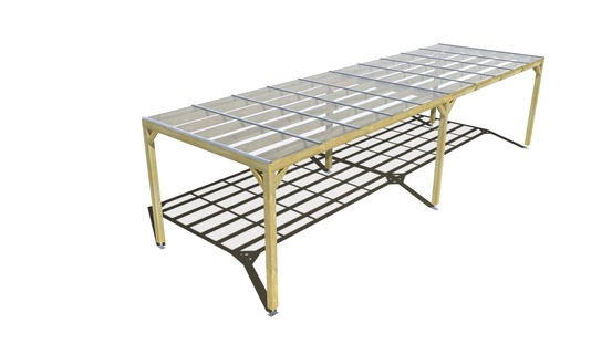 Pergola bois • 10m x 3m • indépendante • sens largeur • couverture étanche transparente incluse • livraison comprise