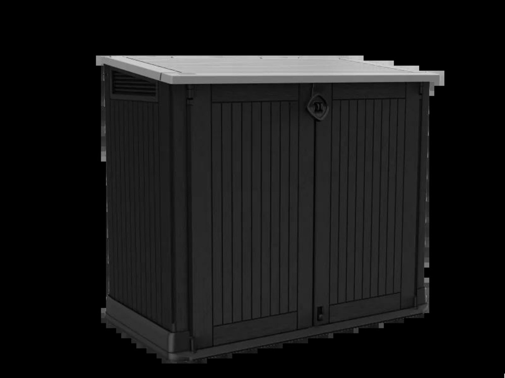 Coffre de jardin en résine multifonctions - 880l - gris et noir (sans vérins)