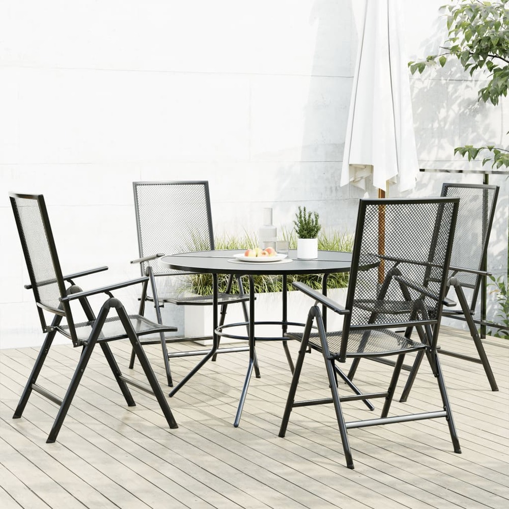 Ensemble de chaises de jardin inclinables 5 pcs anthracite