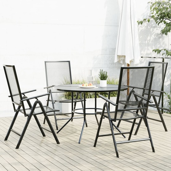 Ensemble de chaises de jardin inclinables 5 pcs anthracite