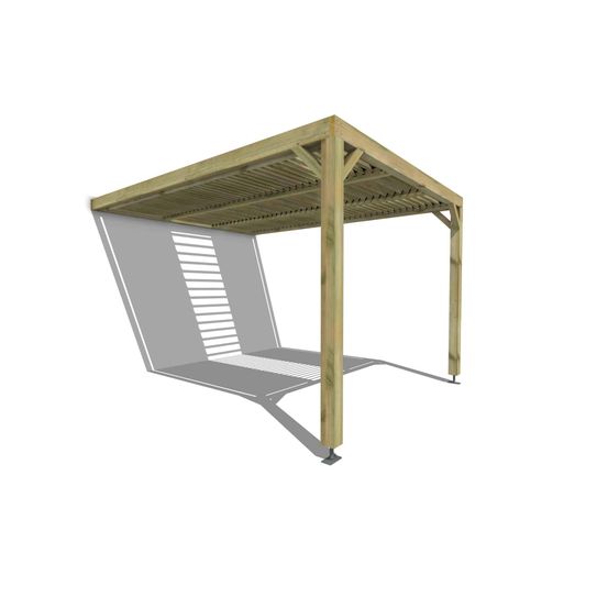 Pergola bois • 3m x 4m • adossée • sens profondeur • lames orientables bioclimatiques incluses • livraison comprise