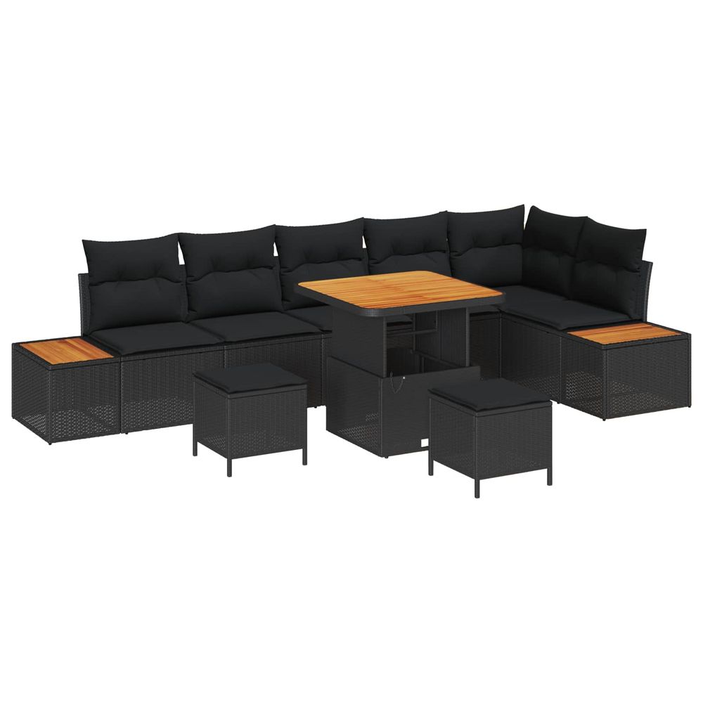 Ensemble de canapé de jardin 9 pc 8-nombre de places noir