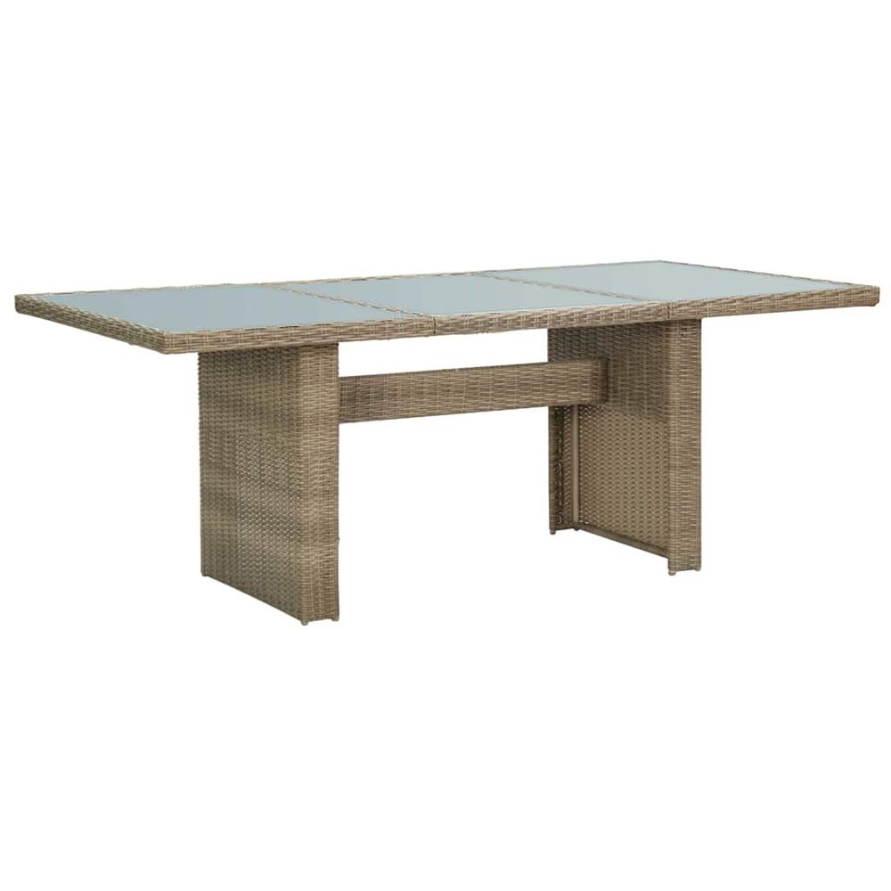 Table à manger marron 200x100x74 cm verre et résine tressée