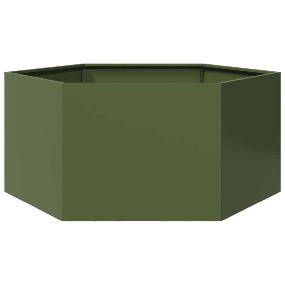 Jardinière surélevée hexagonale en acier potager jardin vert olive 104x90cm