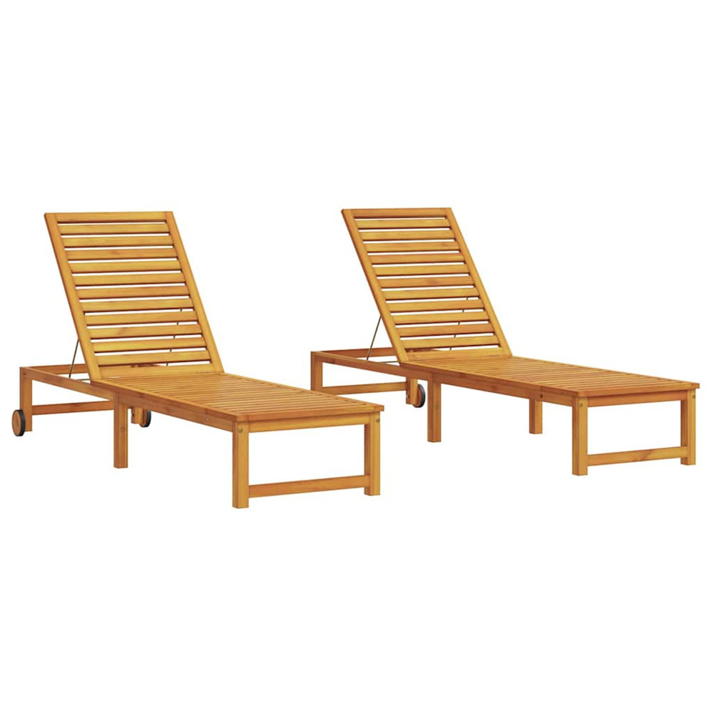 Transat 2 pcs marron 202 x 53 x 89 cm bois d'acacia massif