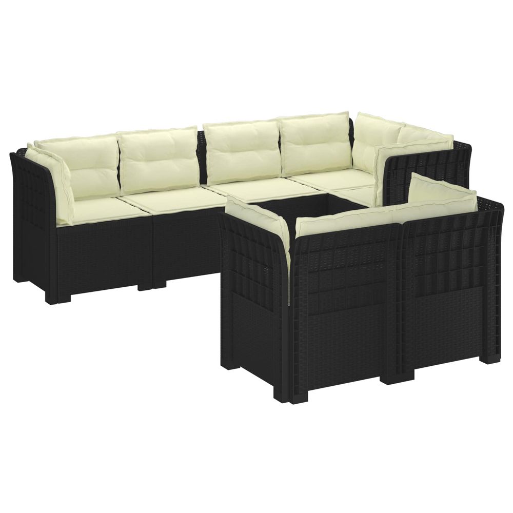 Canapé de jardin 7 places avec coussins look rattan pp