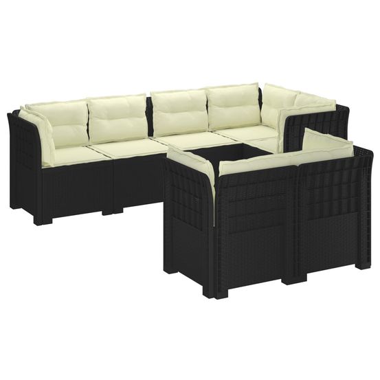 Canapé de jardin 7 places avec coussins look rattan pp