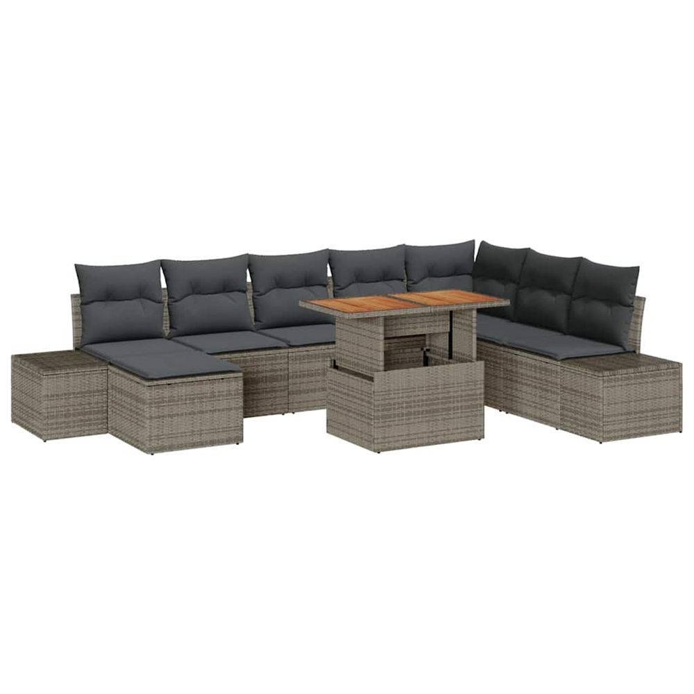 Ensemble de canapé de jardin 9 pc gris poly rotin