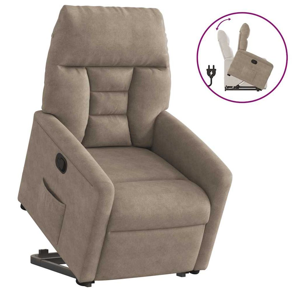 Fauteuil inclinable taupe tissu microfibre