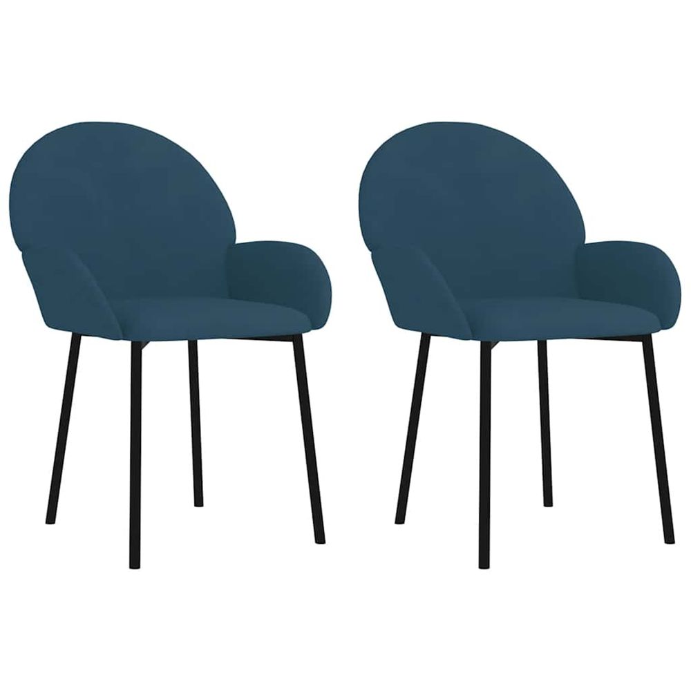 Chaises à manger lot de 2 bleu velours