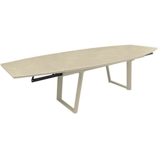 Table de jardin - ovale - creme - aluminium - 18/12 personnes - 80 / 230 / 280 x 110 cm - manta -