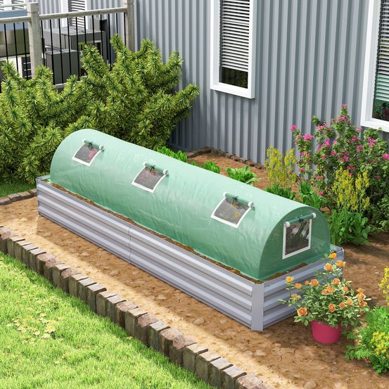 Mini serre tunnel acier et pe 300 x 80 x 45 cm verte pour potager avec protection - comfortxl outdoor living