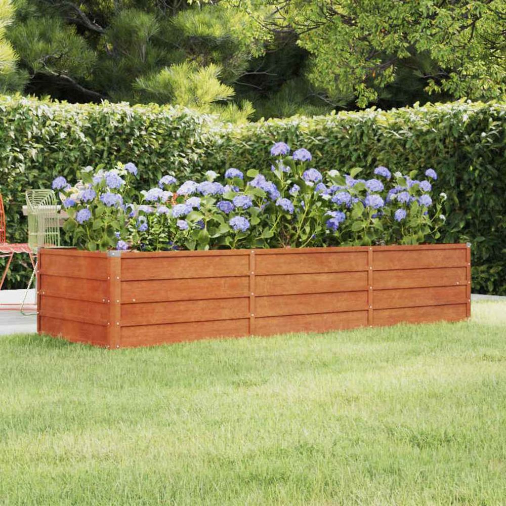 Carré potager grande taille en acier corten pour potager 240x80x45cm