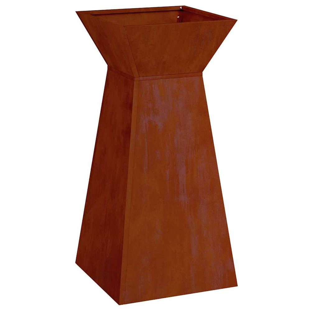 Jardinière à pilier rouillé 35 x 35 x 73 cm acier patiné