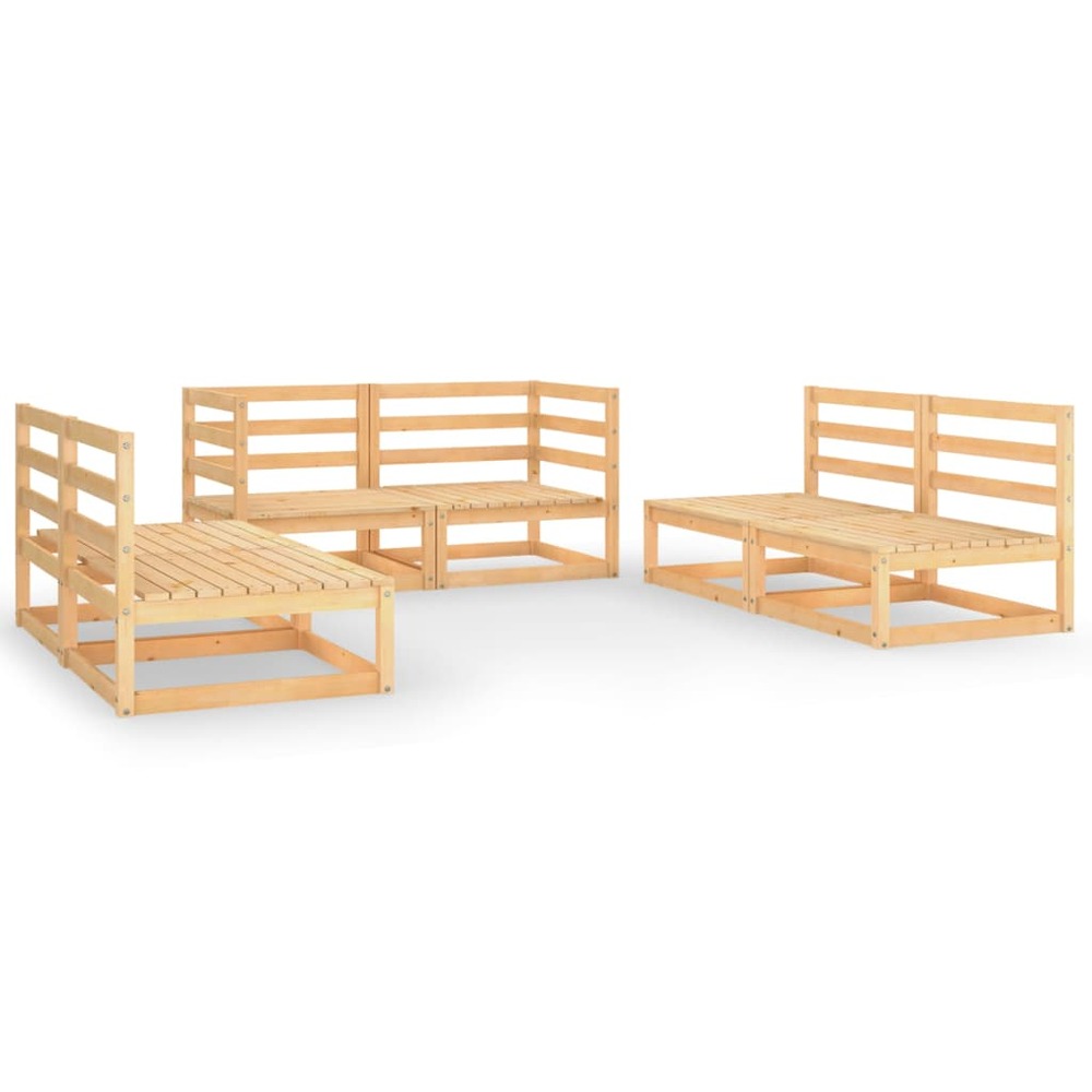 Salon de jardin meuble d'extérieur ensemble de mobilier 6 pièces bois de pin massif