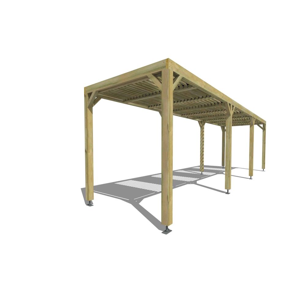 Pergola bois • 9m x 2m • indépendante • sens profondeur • lames orientables bioclimatiques incluses • livraison comprise