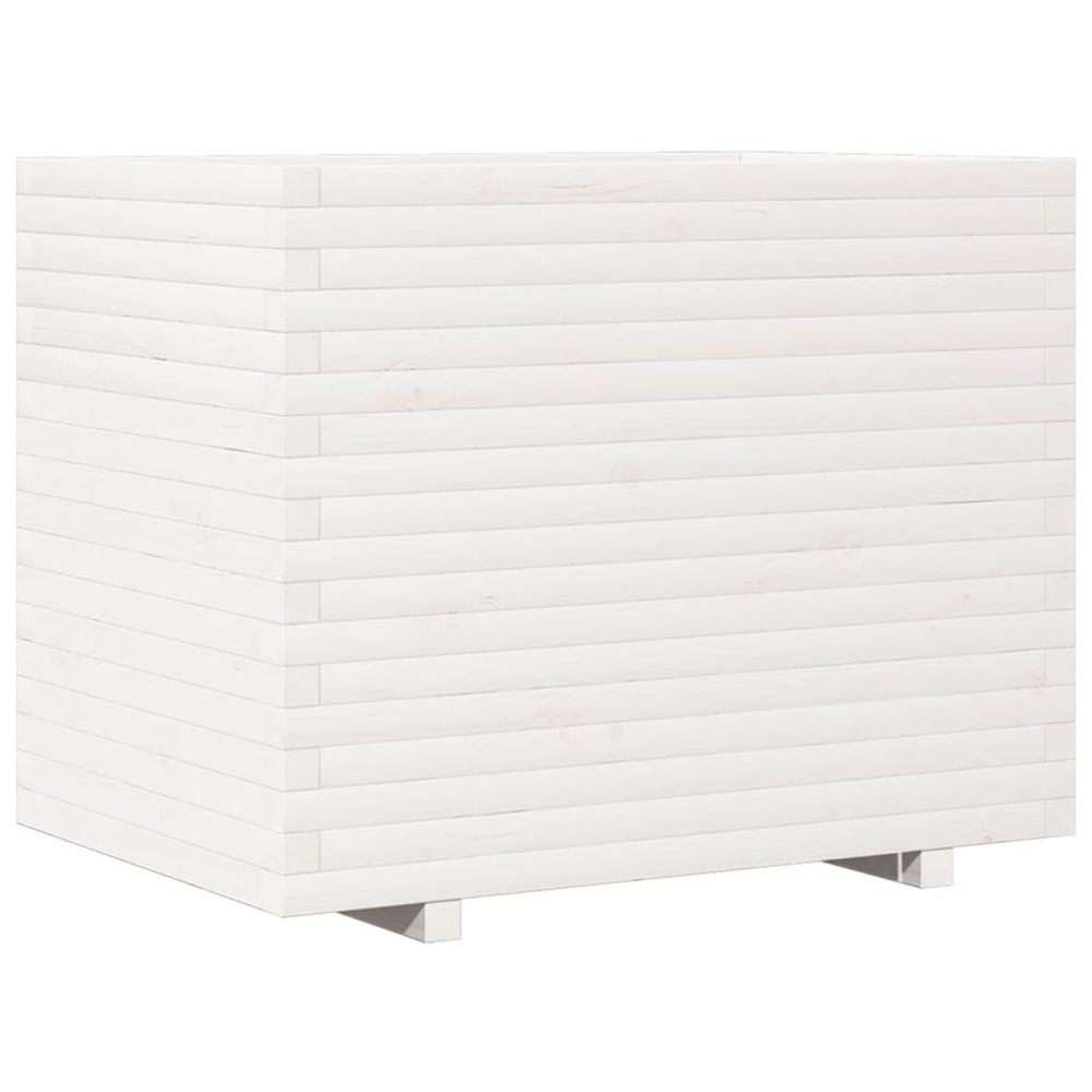 Jardinière d'extérieur blanc 90x60x72,5 cm bois de pin massif