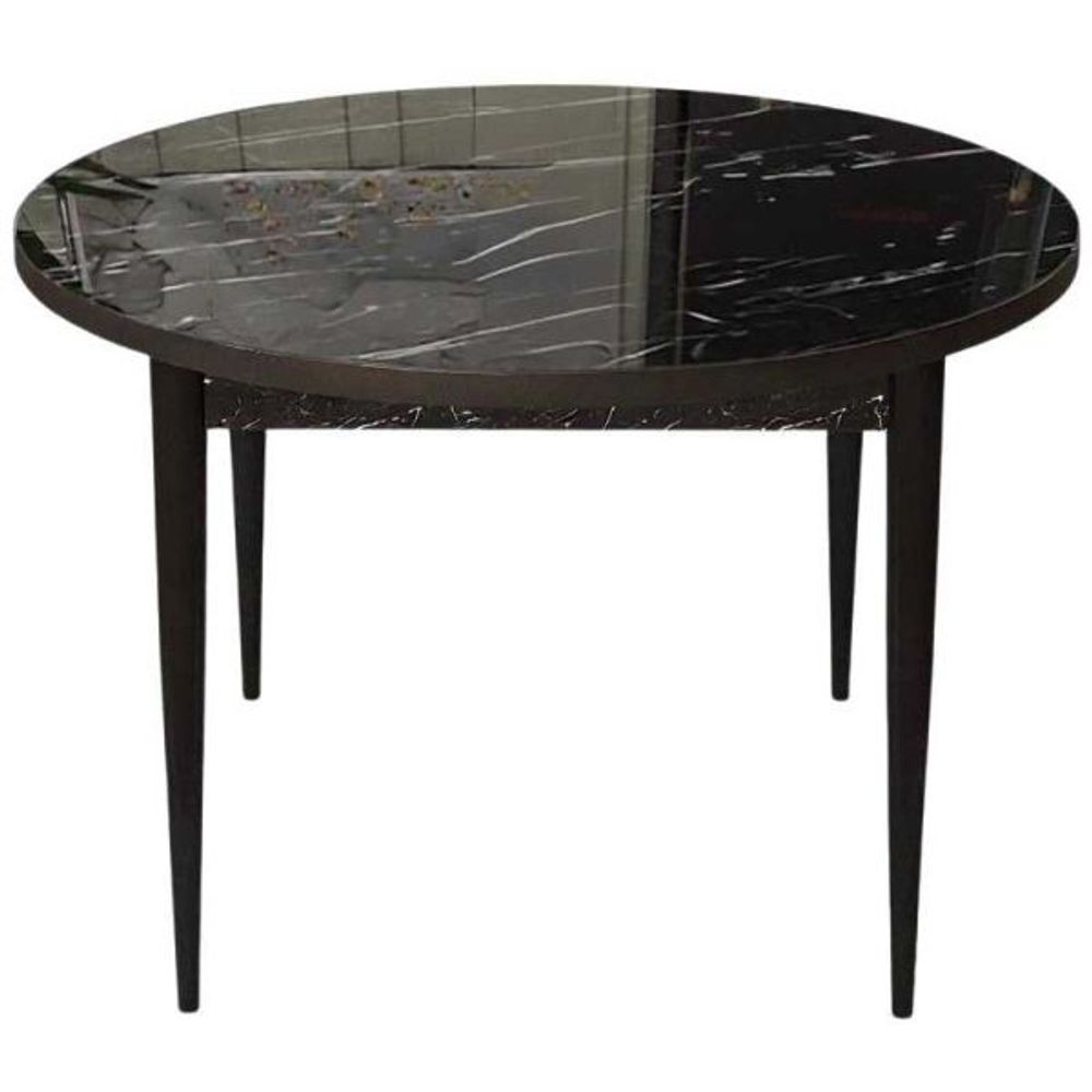 Table de repas ronde avec pieds métal tor noir marbré