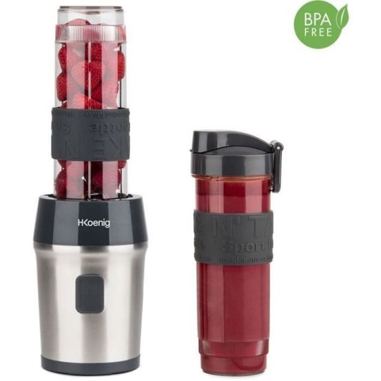 Blender mini - h.koenig - smoo9 - 300 w - 570 ml - noir - 2 gourdes incluses - sans bpa