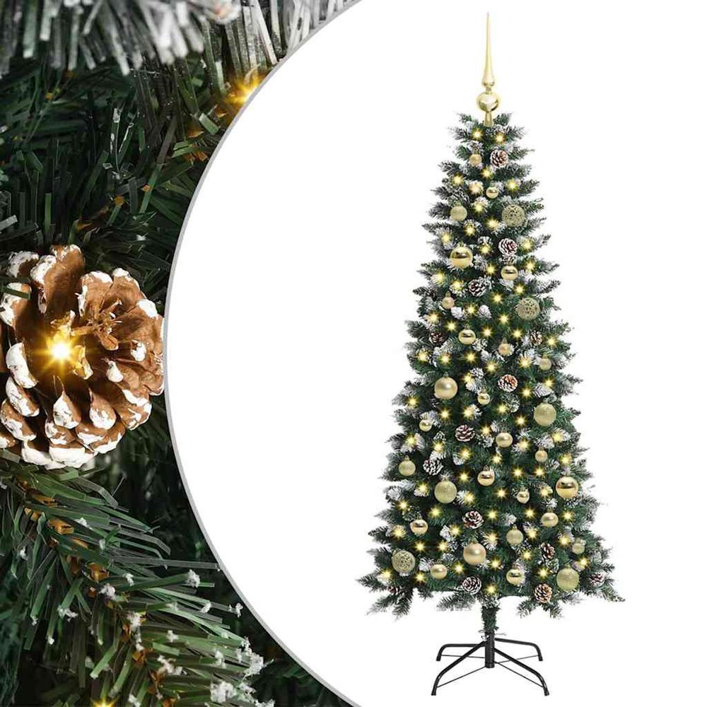 Sapin de noël artificiel vert 150 cm pvc, plastique et acier