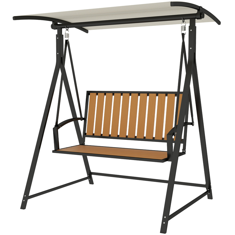 Balançoire hollywood avec auvent solaire réglable, balançoire de jardin 2 places 142 x 112 x 162 cm, noire