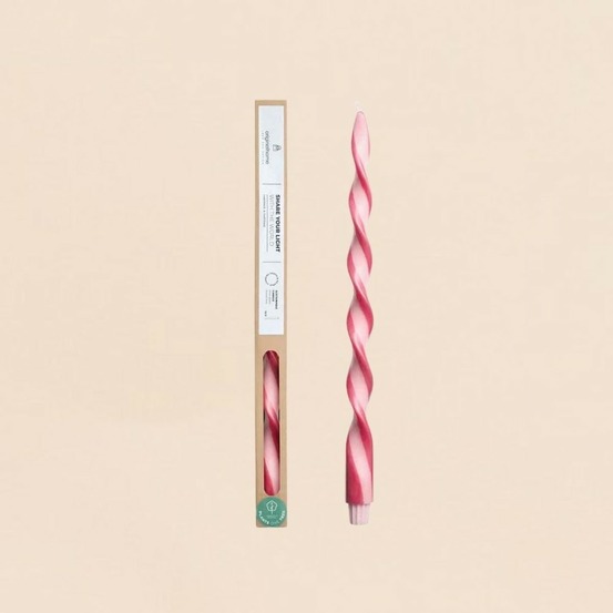 Bougie spirale bicolore rose, framboise 40cm