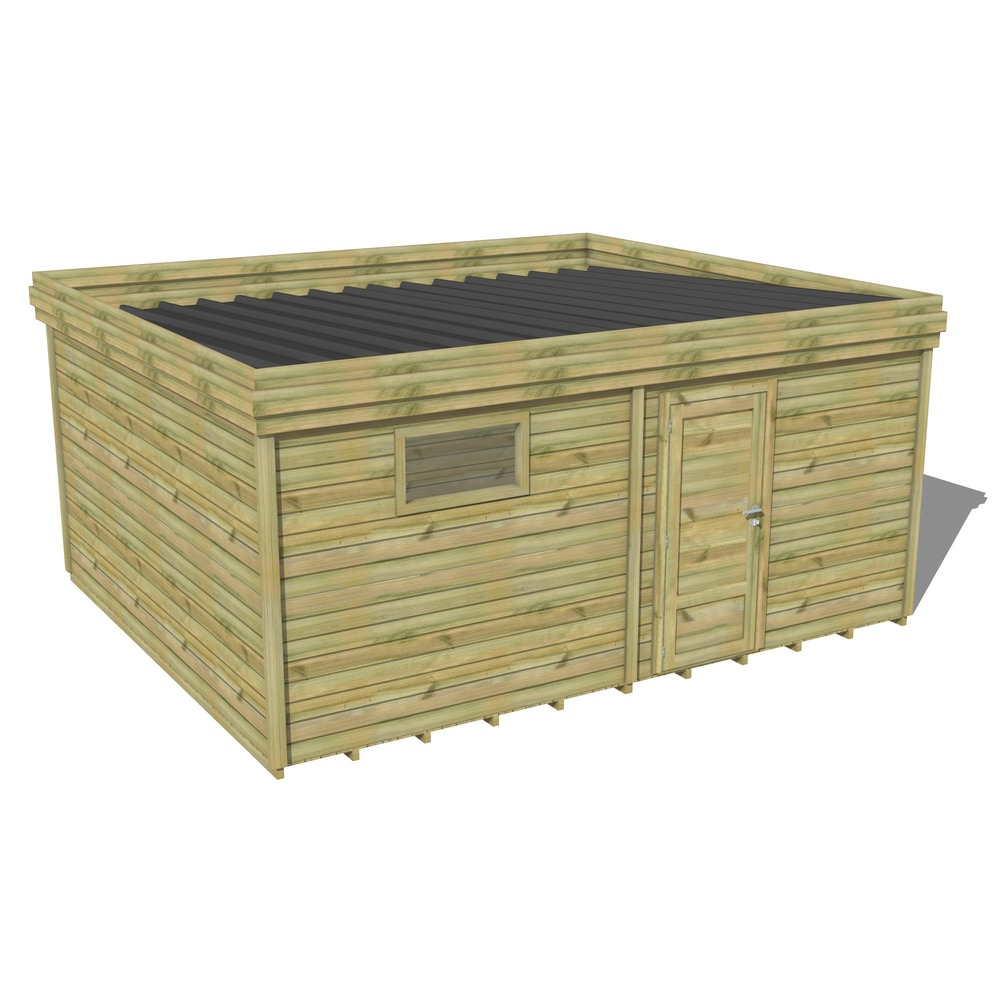 Abri de jardin bois pin traité autoclave 27mm - 5,69x4,34m / 25m2 - bac acier - plancher bois
