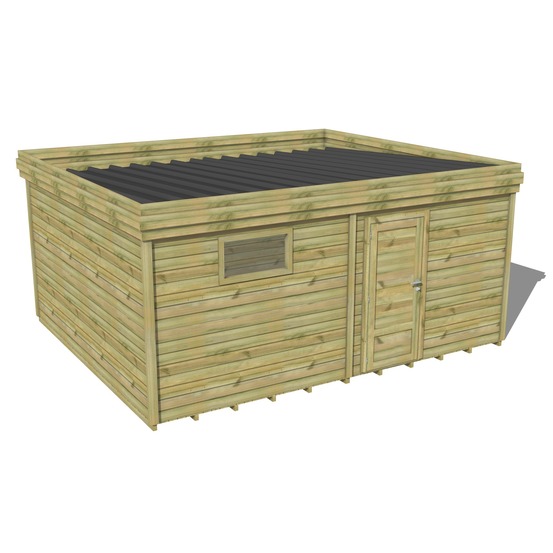 Abri de jardin bois pin traité autoclave 27mm - 5,69x4,34m / 25m2 - bac acier - plancher bois