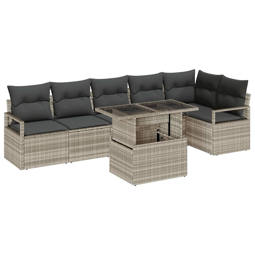 Ensemble de canapé de jardin 7 pc gris clair polyrotin